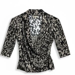 CHAUS New York Women's Abstract Print Draped Wrap Top M‎